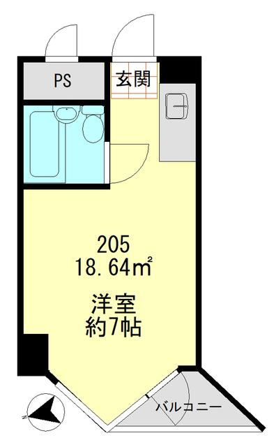東京ベイサイド(ワンルーム/2階)の間取り写真
