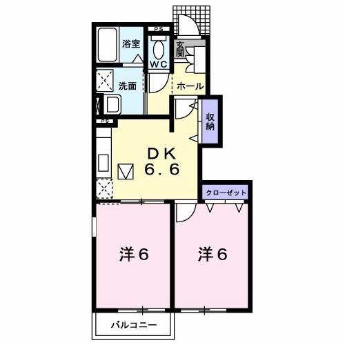 カミーリアB(2DK/1階)の間取り写真