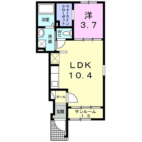 ラフレシールII(1LDK/1階)の間取り写真