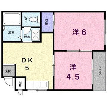 アーバン江瀬美(2DK/1階)の間取り写真