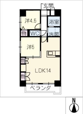 パレ グロワール(2LDK/6階)の間取り写真