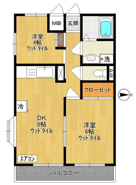 向ヶ丘レジデンス1番館(2DK/2階)の間取り写真
