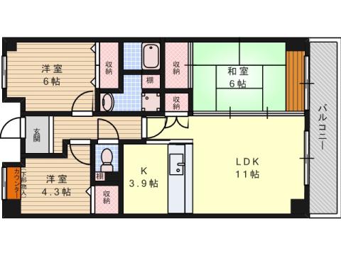 クレール・ハイム(3LDK/4階)の間取り写真