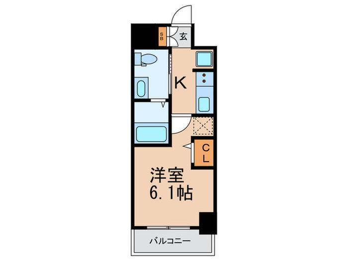 エステムコート難波ウエストSAIDEIIIドームシティ(1K/6階)の間取り写真