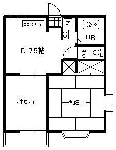 ライフタウンM&M B(2DK/1階)の間取り写真