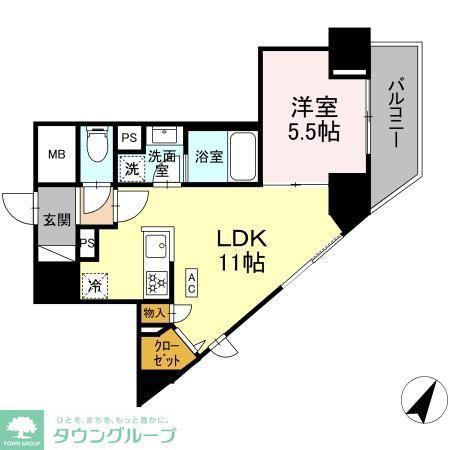 K.H.Mビル(1LDK/6階)の間取り写真