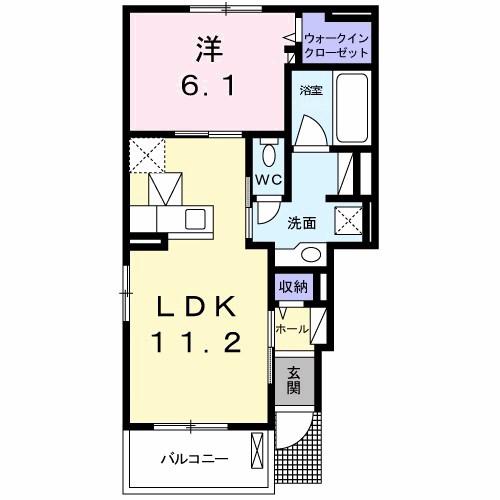 クレモンティーヌ A(1LDK/1階)の間取り写真