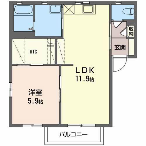 アヴェニールあい(1LDK/2階)の間取り写真