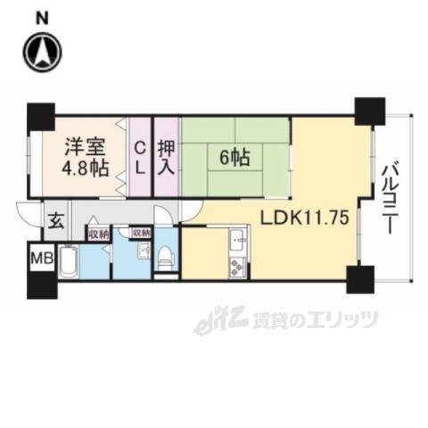 クラウンハイム亀岡・千代川(2LDK/2階)の間取り写真