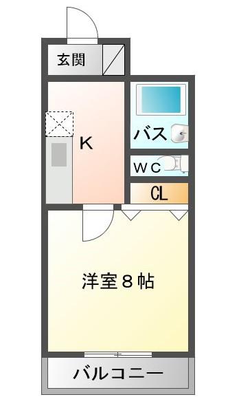 タイガー森本(1K/4階)の間取り写真