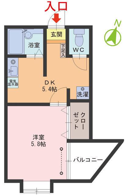 ウイングハウス(1DK/3階)の間取り写真