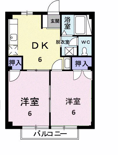 CITY CALM 伊藤2(2DK/1階)の間取り写真