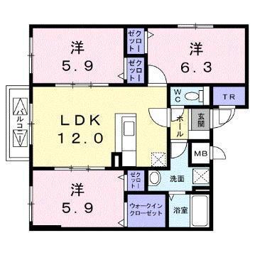 ウインレジデンス(3LDK/5階)の間取り写真