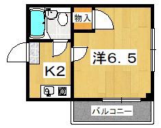 くずはサンハイム(1K/3階)の間取り写真