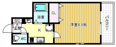 レジデンス中之島(1K/6階)の間取り写真
