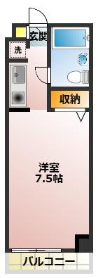 リズ松ヶ丘(ワンルーム/3階)の間取り写真