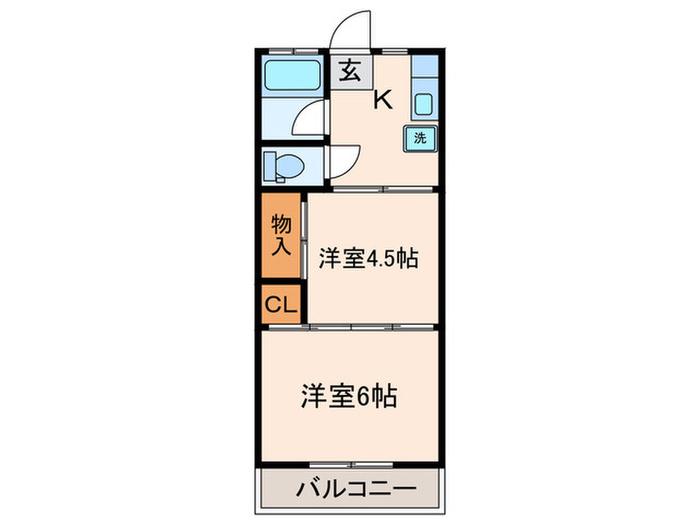 ハルナソウ(2K/1階)の間取り写真