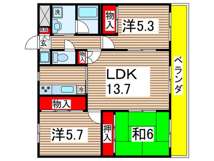 第5森下ビル(3LDK/2階)の間取り写真