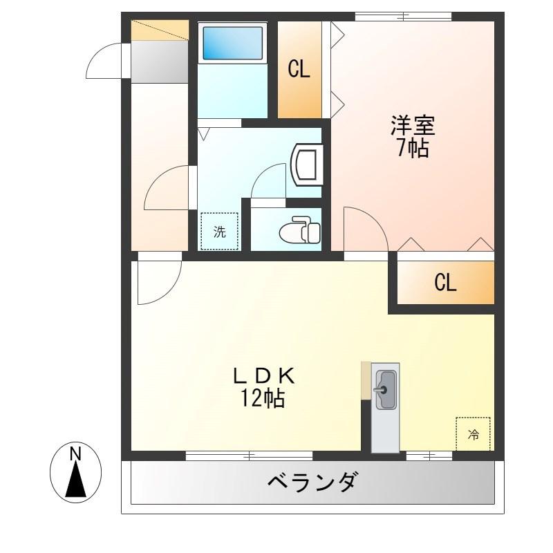 ヴィアステージ清原台B(1LDK/3階)の間取り写真