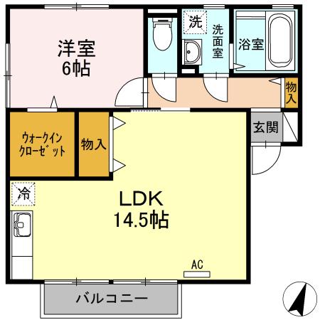 リビングタウン常盤公園A(1LDK/2階)の間取り写真