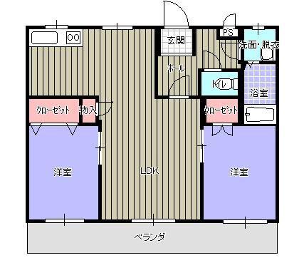 コーポES(2LDK/2階)の間取り写真