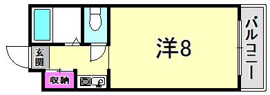 エトールVI(ワンルーム/1階)の間取り写真