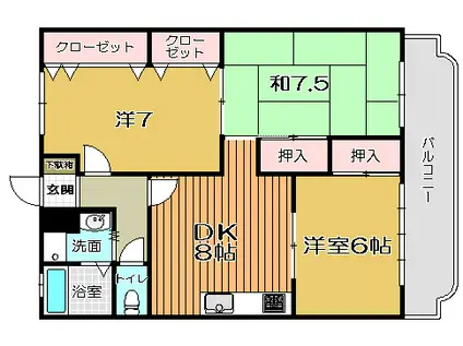 ファミール森園II(3DK/2階)の間取り写真