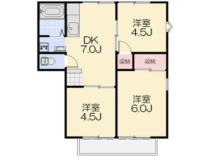 ファームハイツA(3DK/2階)の間取り写真