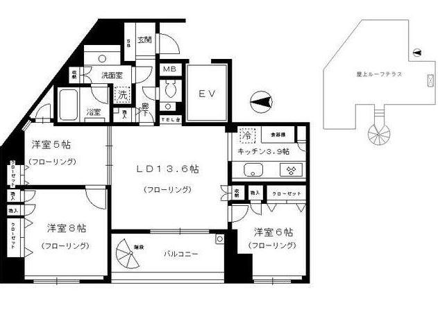 グローリオ御苑内藤町(3LDK/9階)の間取り写真