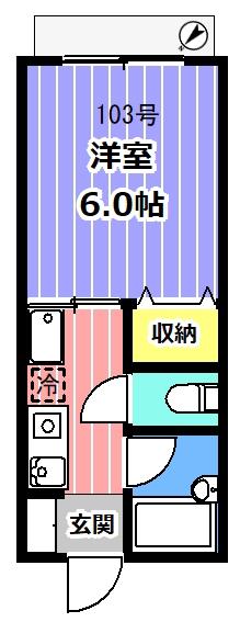 ハイツ橘(1K/1階)の間取り写真