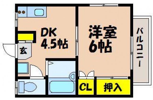 コーポウタダ(1DK/2階)の間取り写真
