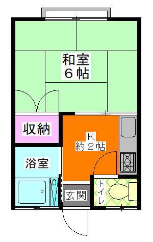シバハイツ(1K/2階)の間取り写真