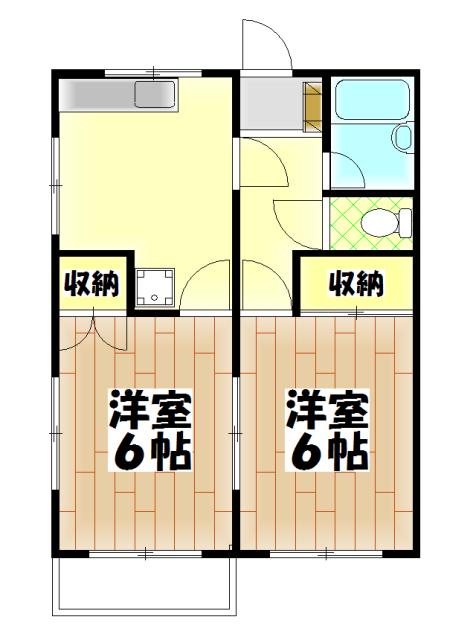 ロイヤルコーポ(2DK/2階)の間取り写真