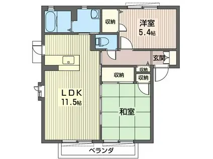 NEWアスティオス(2LDK/1階)の間取り写真