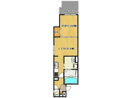クリエオーレ明和(1LDK/2階)の間取り写真
