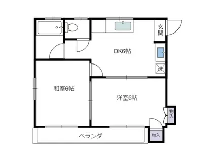 ハイネスK(2DK/3階)の間取り写真