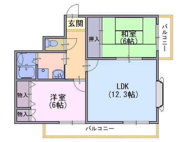 ソレーユYAMADA(2LDK/4階)の間取り写真