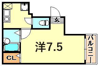 ハイツ村上(1K/3階)の間取り写真
