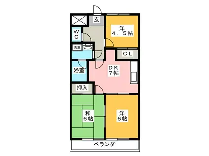 パークハイツII(3DK/1階)の間取り写真