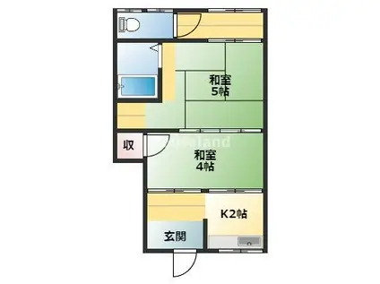 万方荘(2K/2階)の間取り写真