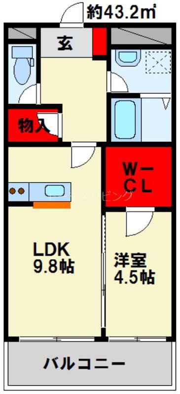 アヴィニールグランデ金田(1LDK/5階)の間取り写真