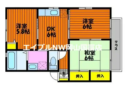 メゾン・マスカット A棟(3DK/1階)の間取り写真