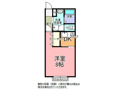 ラ・メール(1DK/1階)の間取り写真