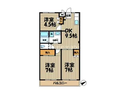 メゾンKSI(3DK/3階)の間取り写真