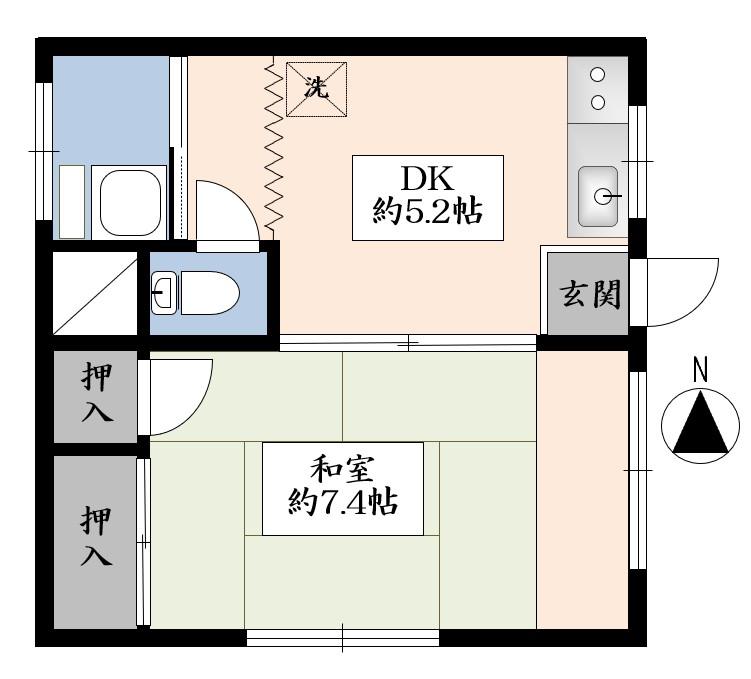 水井荘(1DK/1階)の間取り写真