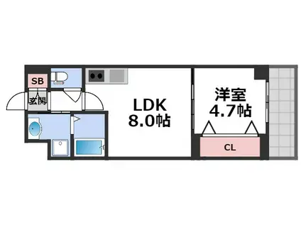 グランパシフィック桃谷(1LDK/5階)の間取り写真