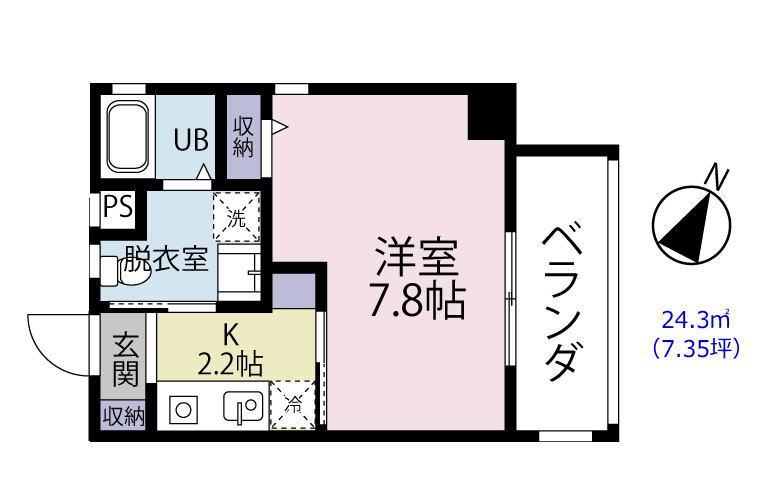 WHITE BELL(1K/4階)の間取り写真