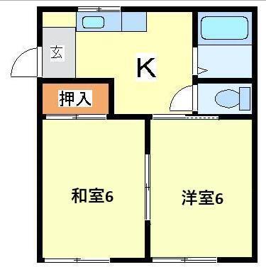 サンハイツ鈴木A(2K/2階)の間取り写真