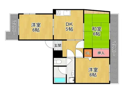 香里サンハイツ(3DK/4階)の間取り写真