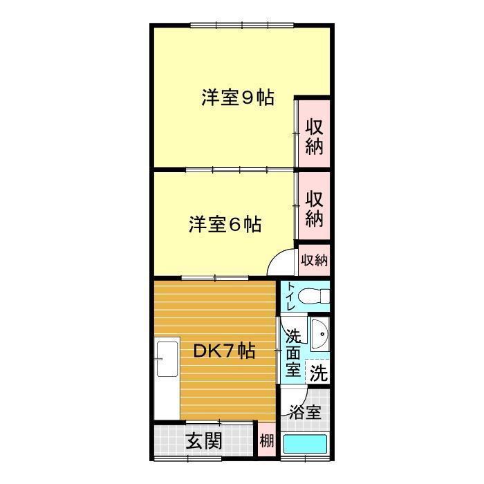 元町アパート(2DK/2階)の間取り写真